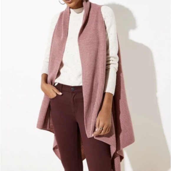 LOFT Sweaters - LOFT Mauve Open Front Sweater Vest One Size